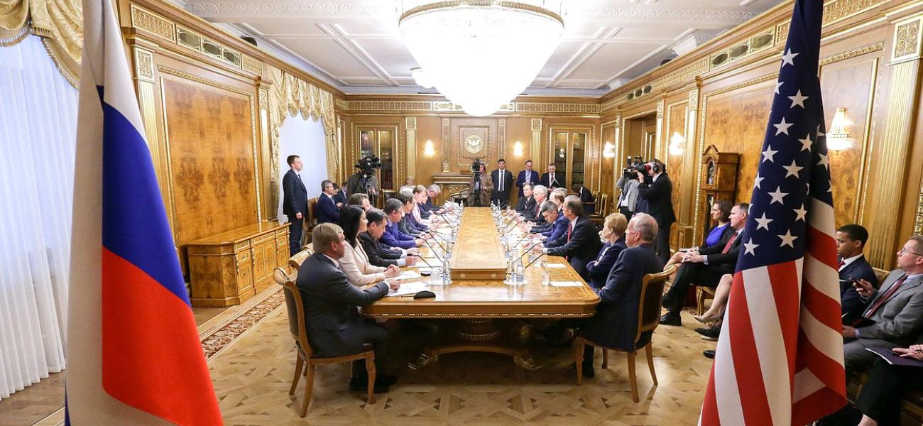 Delegation of U.S. Congressmen meeting with the Russian State Duma in Moscow in preparation for the Trump-Putin summit.