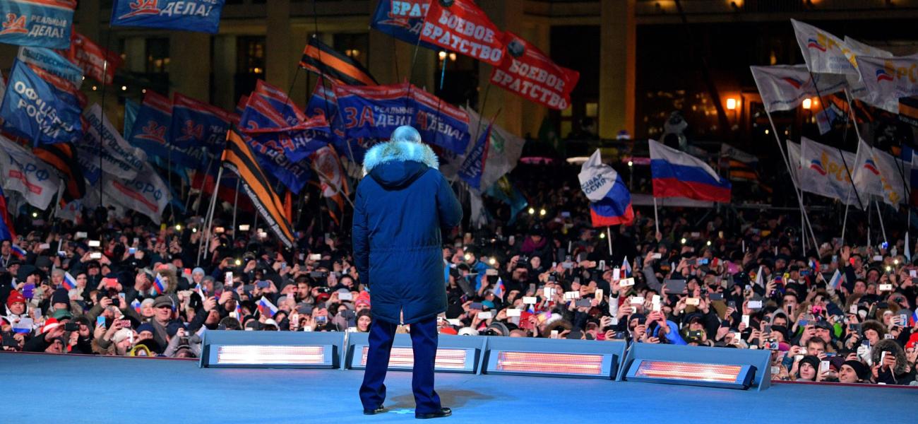 Russian President Vladimir Putin at his reelection victory speech. 