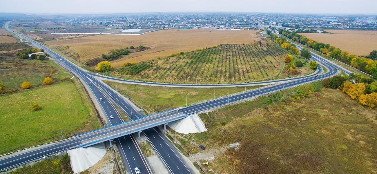 Russian federal highway R-217 winding through Kabardino-Balkaria, October 2017.