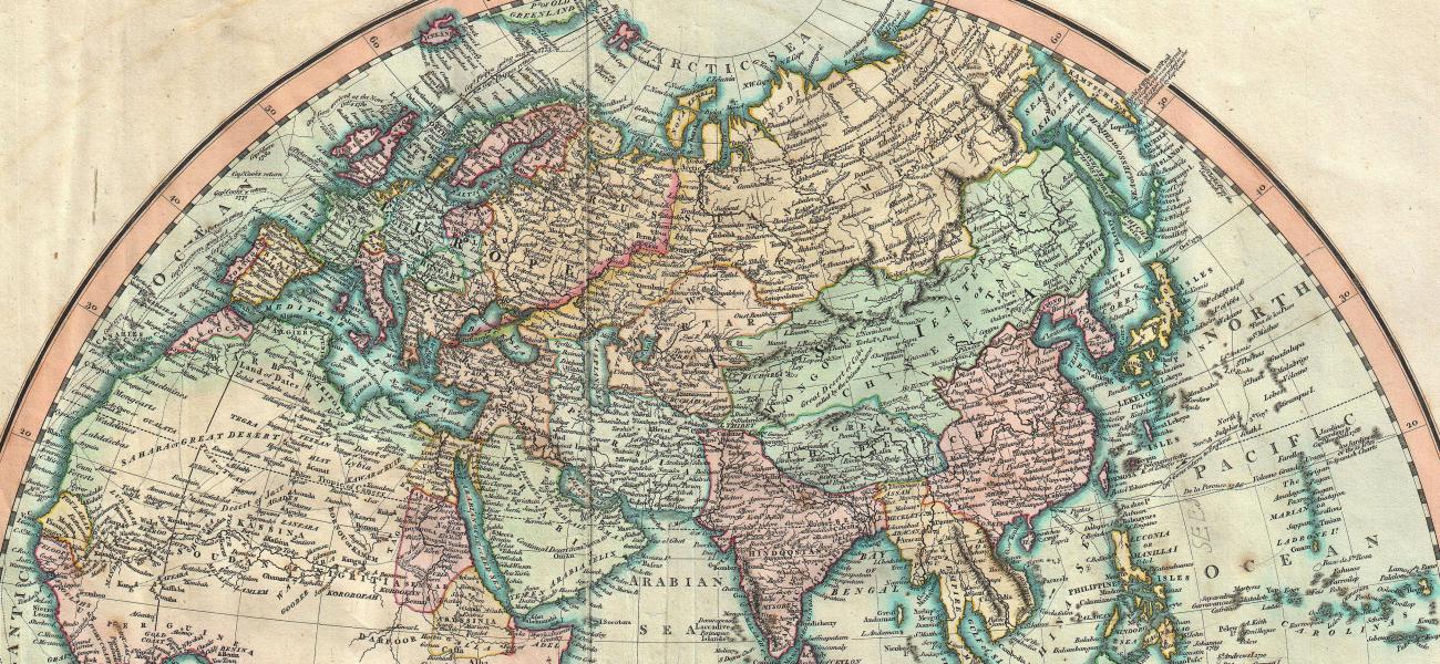 antique map of Europe and Asia
