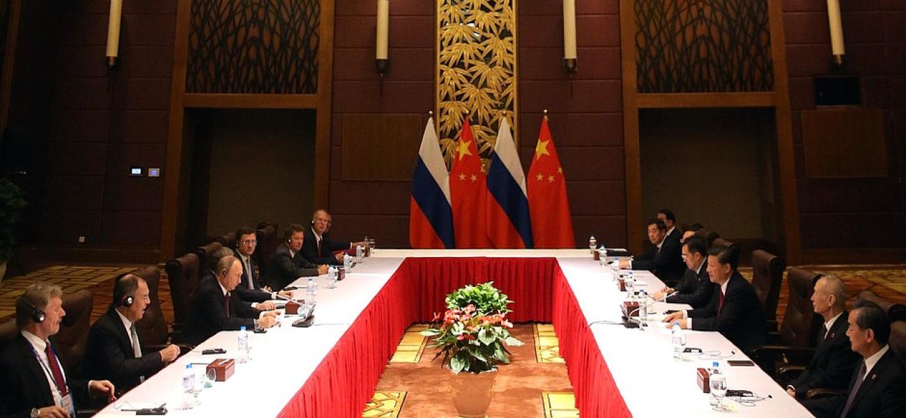 Meeting between Russian President Vladimir Putin and Chinese President Xi Jinping.