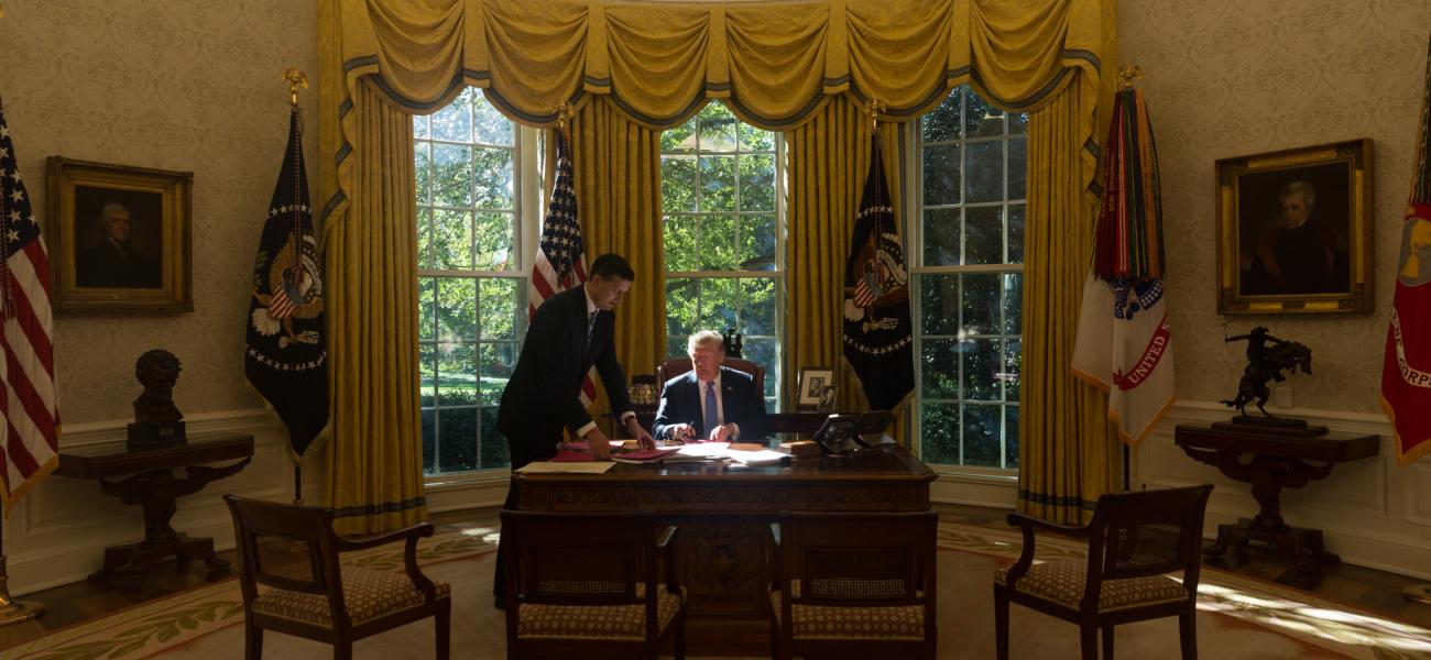 U.S. President Donald Trump in the Oval Office. 