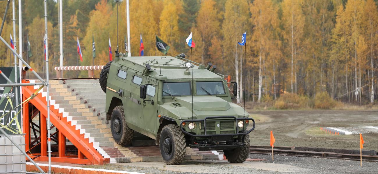 A Russian Tigr-M armored vehicle