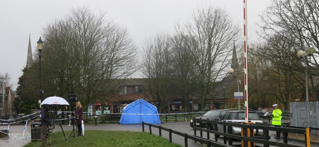 Police cordon in Salisbury following the poisoning of Sergei and Yulia Skripal.