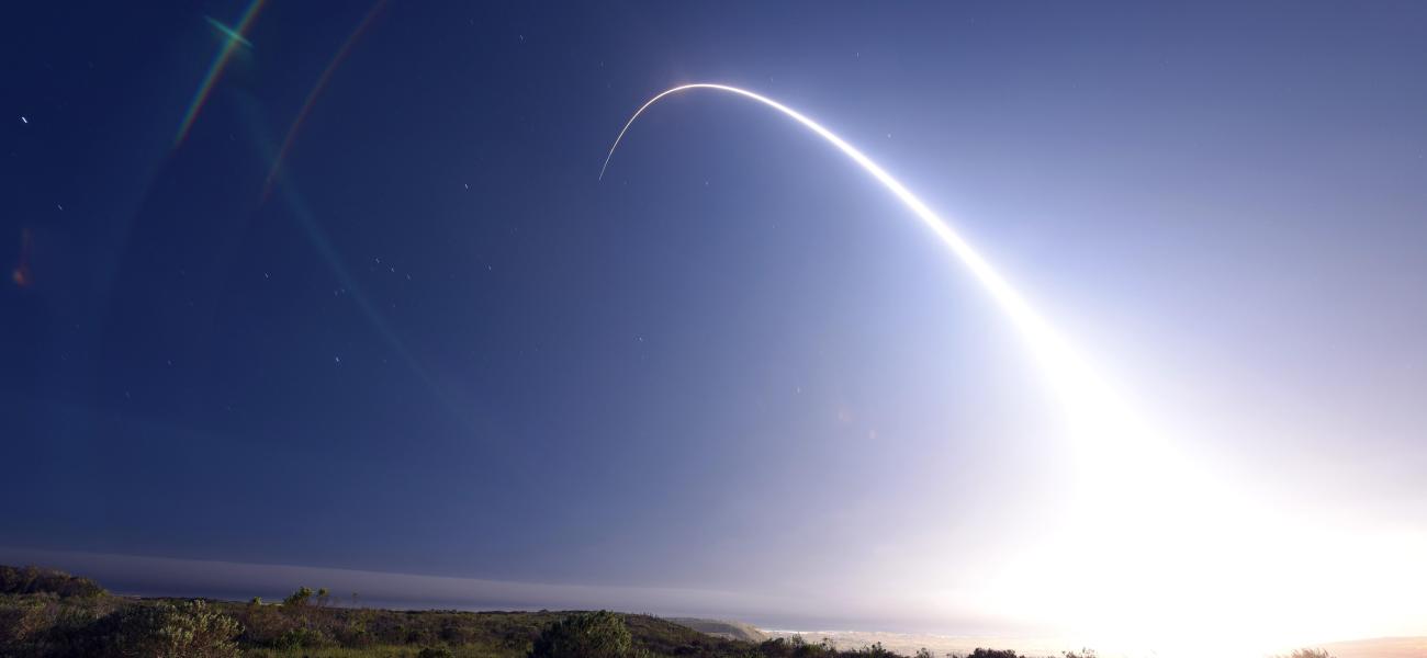 missile flying through sky