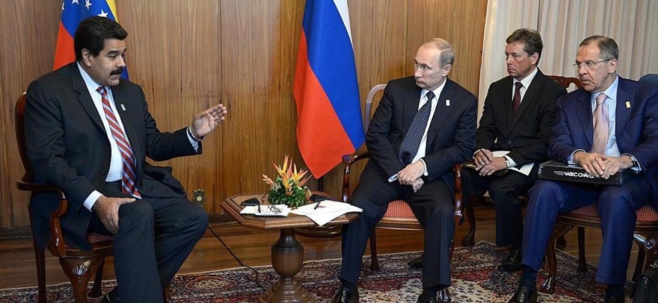Presidents Nicolas Maduro of Venezuela and Vladimir Putin of Russia meeting in Brasilia, July 2014.