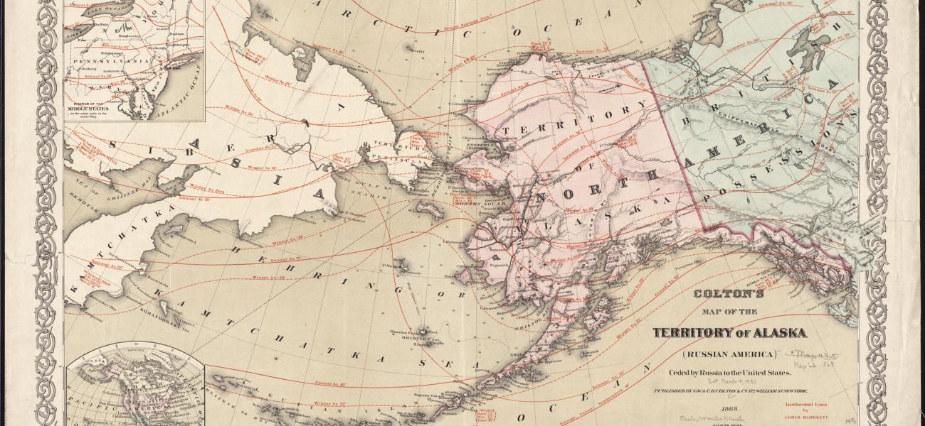1868 map of Alaska and Russia
