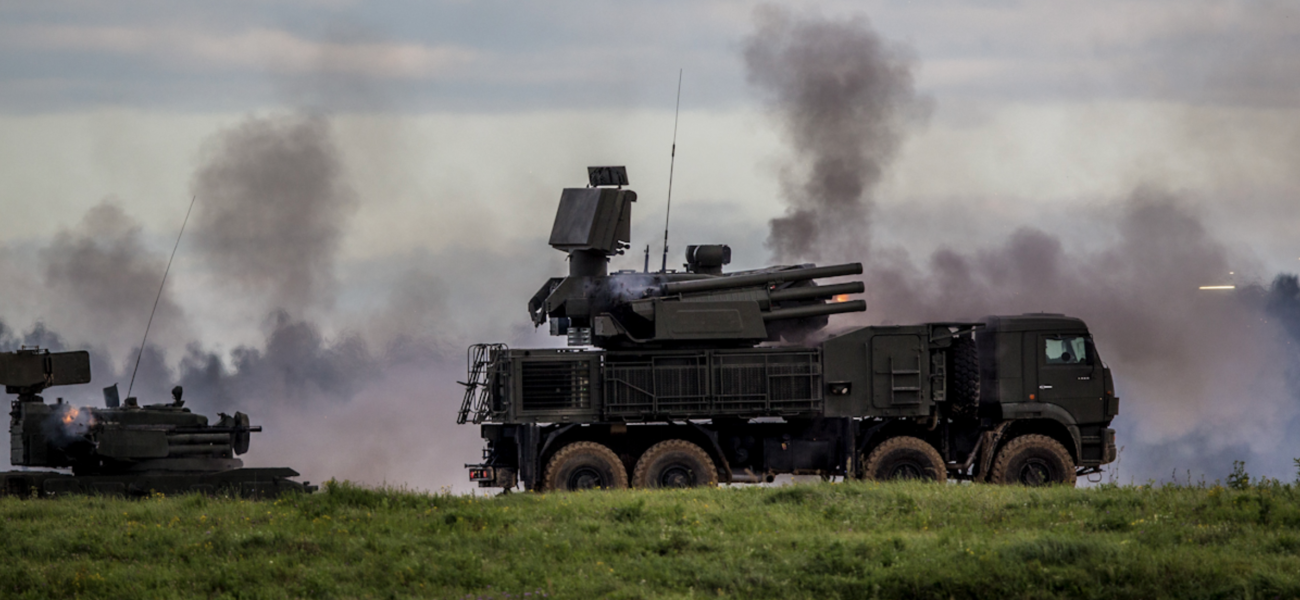 Russian military equipment firing.