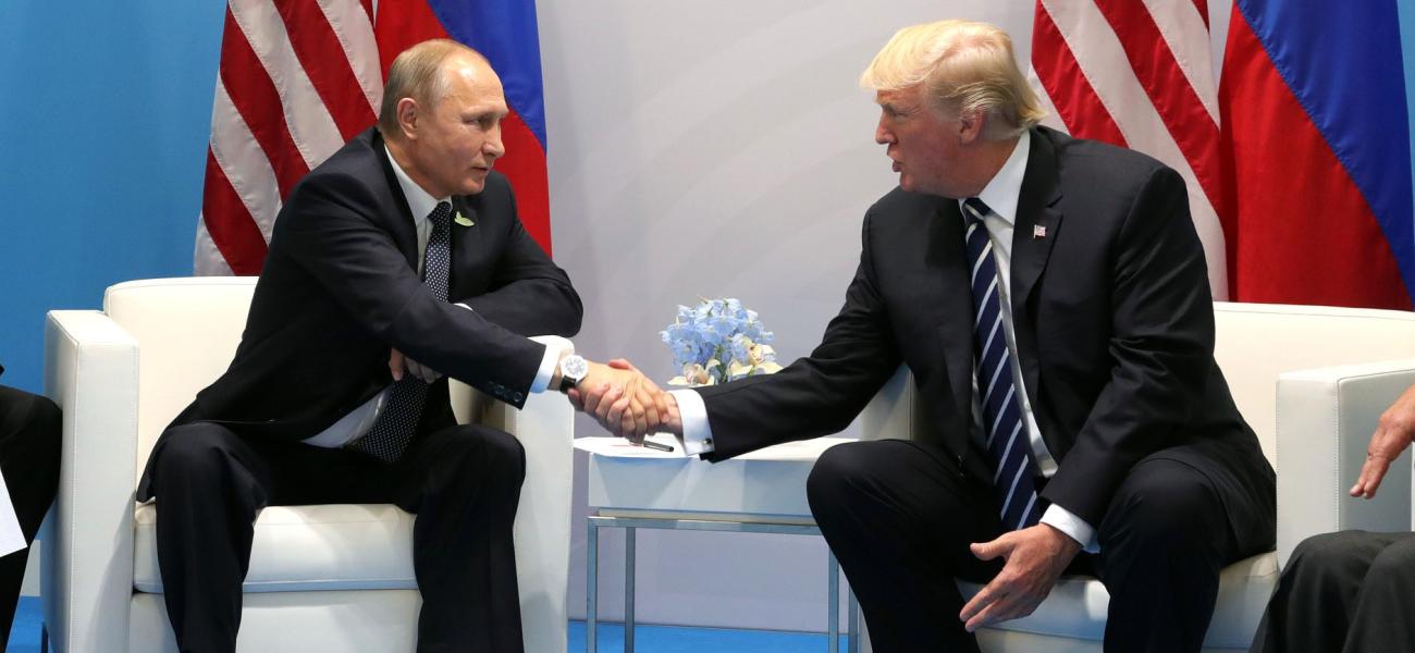 Vladimir Putin and Donald Trump meet at the 2017 G-20 Hamburg Summit