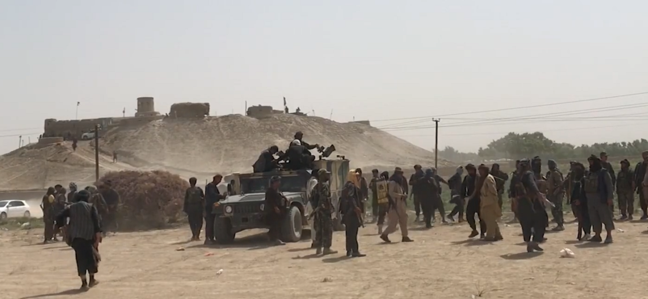 Afghan government forces in Jowzjan Province during 2021 Taliban offensive